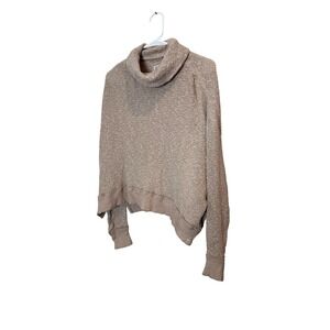 We‎ The Free Sweater Womens Medium Beige Cowl Neck Hi Low Hem Pullover Knit